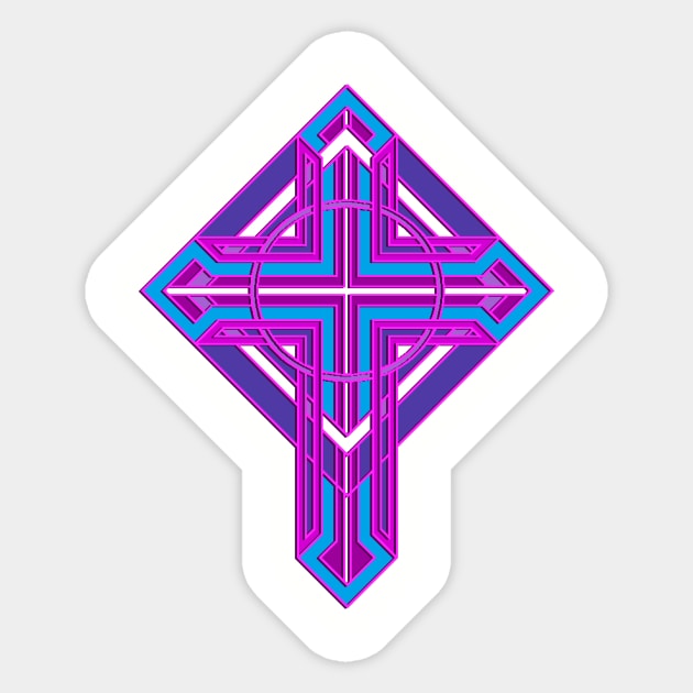 Colorful Cross Sticker by razorcitywriter